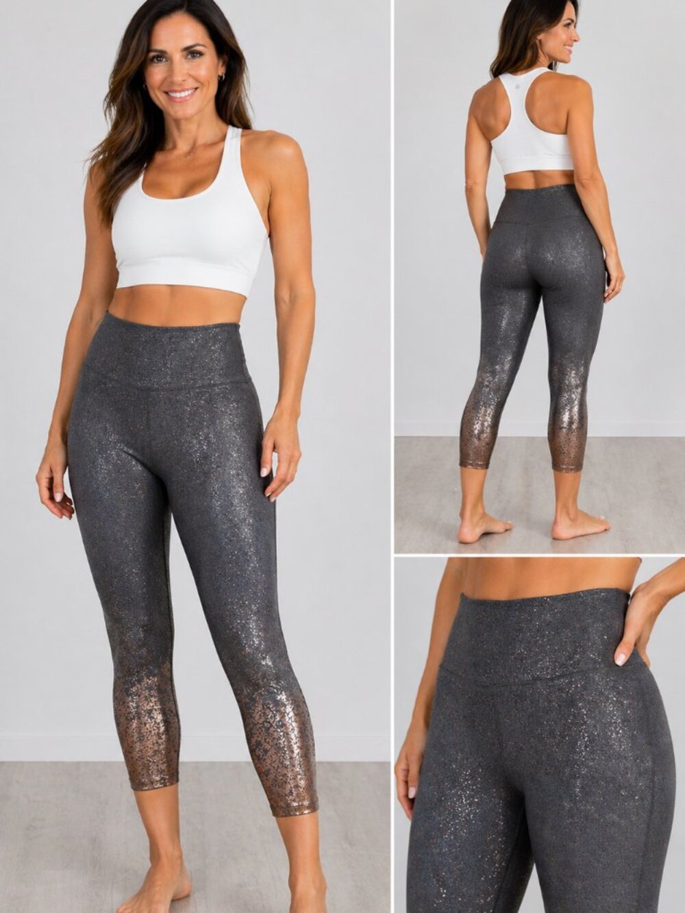 Beyond Yoga Alloy Ombre Leggings Medium High Waisted Metallic Midi